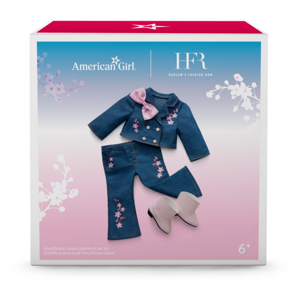 AG™ x Harlem’s Fashion Row Cherry Blossom Couture Embroidered Jean Set for 18-inch Dolls