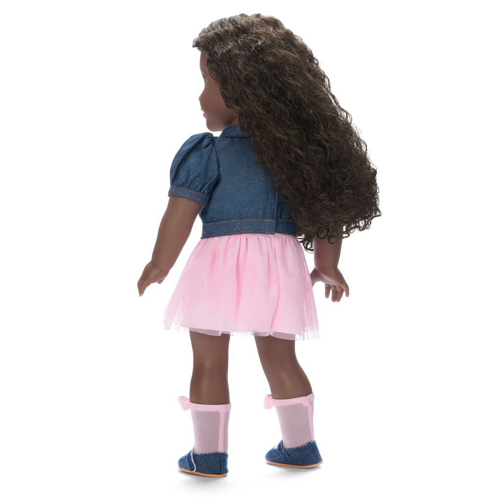 AG™ x Harlem’s Fashion Row Cherry Blossom Couture Buttoned-Up Bows Top & Skirt for 18-inch Dolls