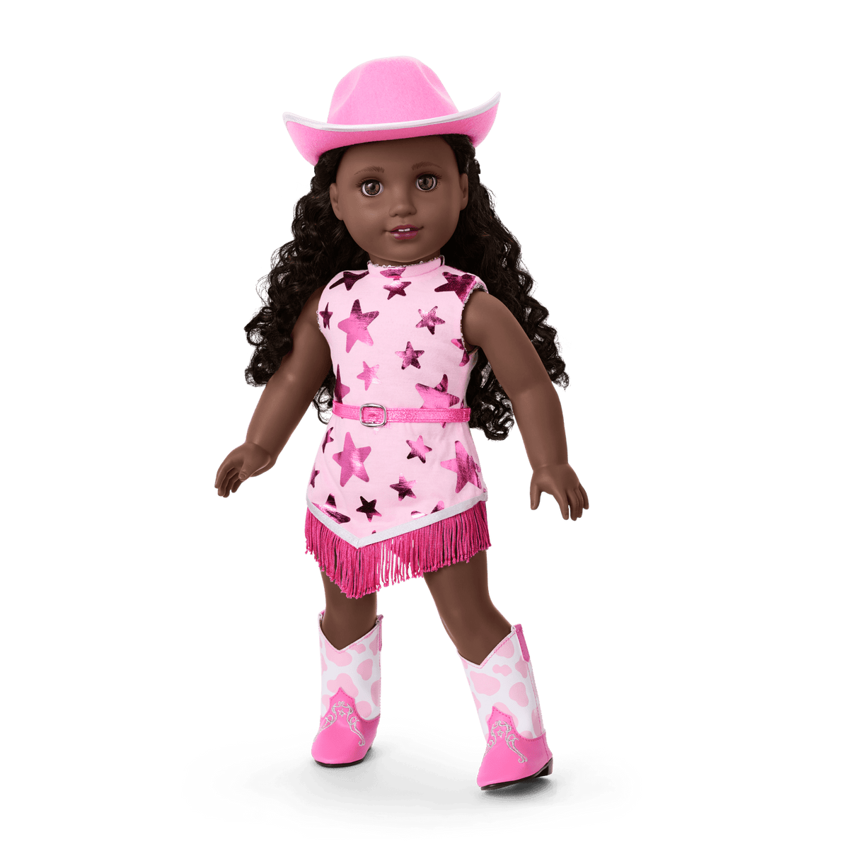 Glam Pink Cowgirl Outfit & Pink Spotted Cow Backpack & Accessory Set  Bundle
