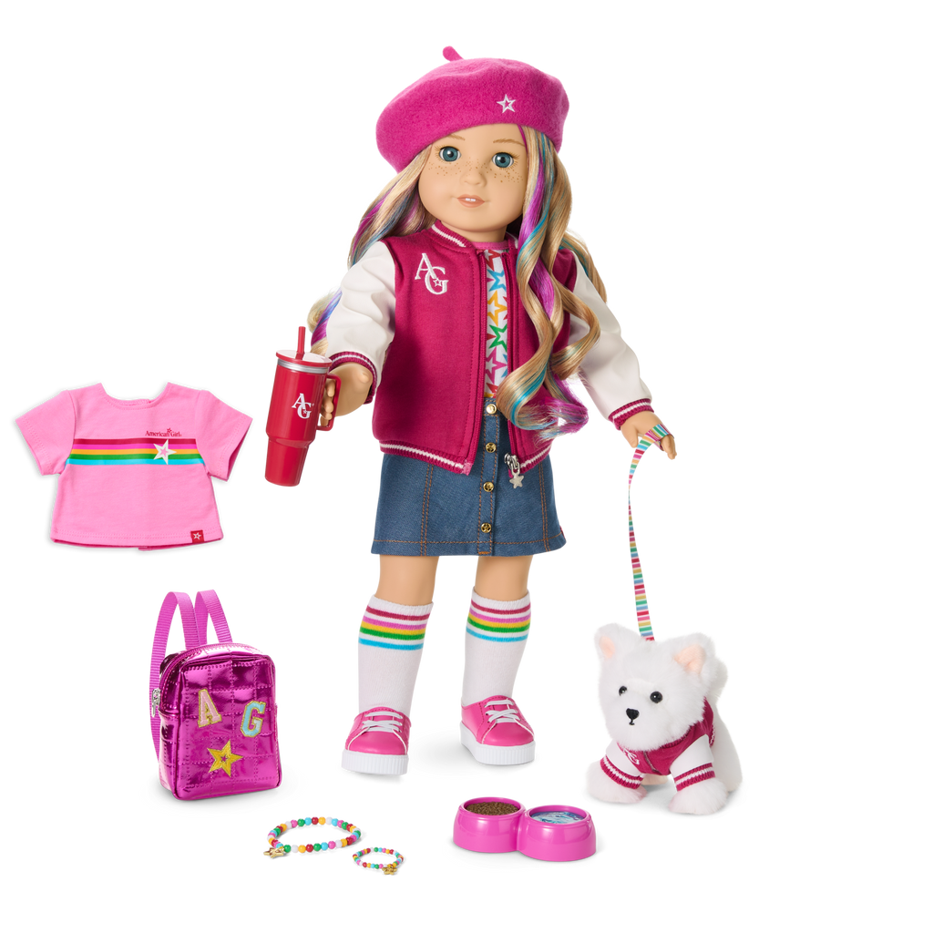 Truly Me™ 18-inch Doll #110, Puppy, Mini Backpack & Accessories AG™ Star Squad Bundle