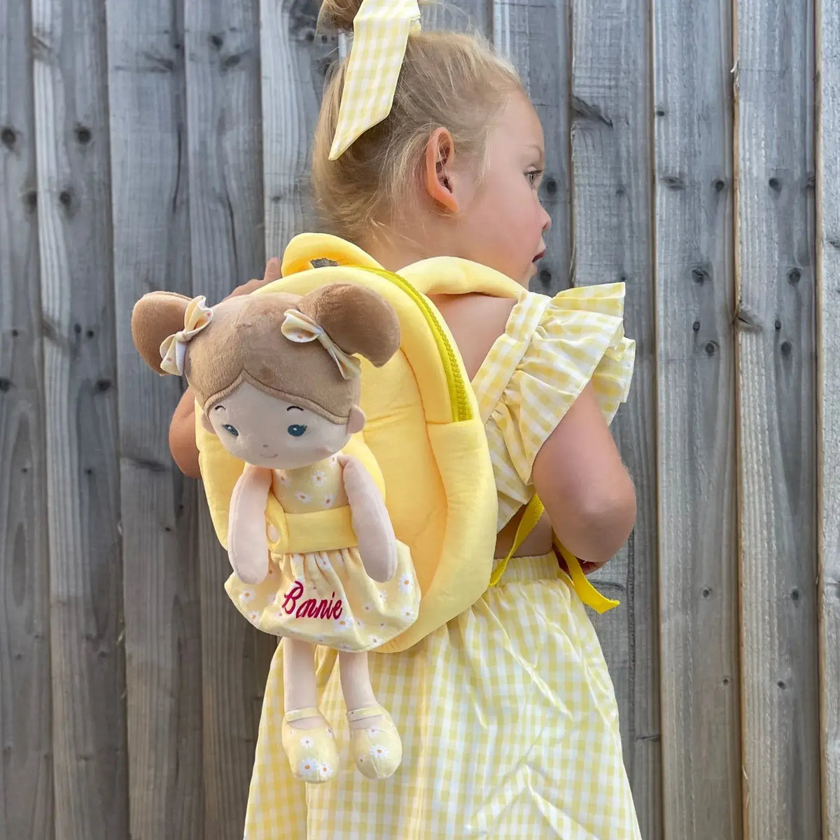 Personalized Flora Belle Girl Doll Backpack - Yellow