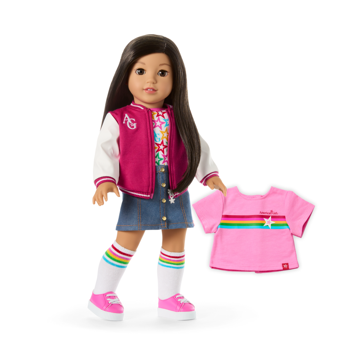 Truly Me™ 18-inch Doll #124 with straight black-brown hair