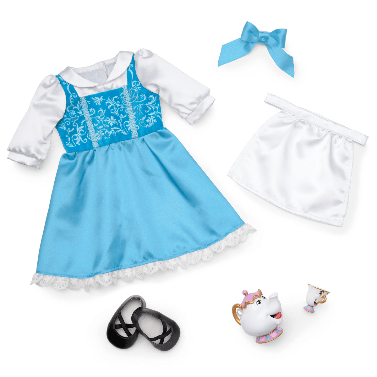 American Girl® Disney Princess Belle Blue Dress, Mrs. Potts, Chip & Accessories for 18-inch Dolls