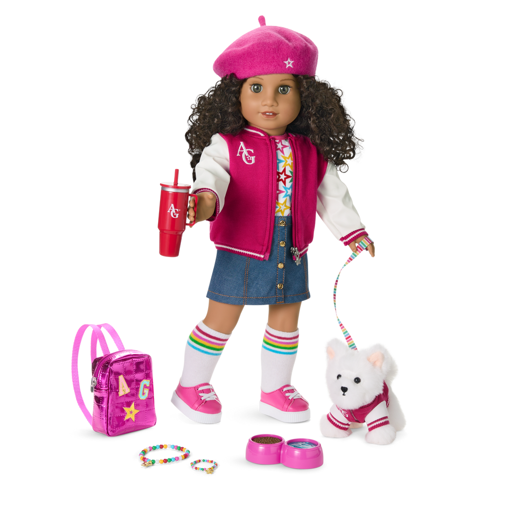 Truly Me™ 18-inch Doll #132 with curly dark-brown hair