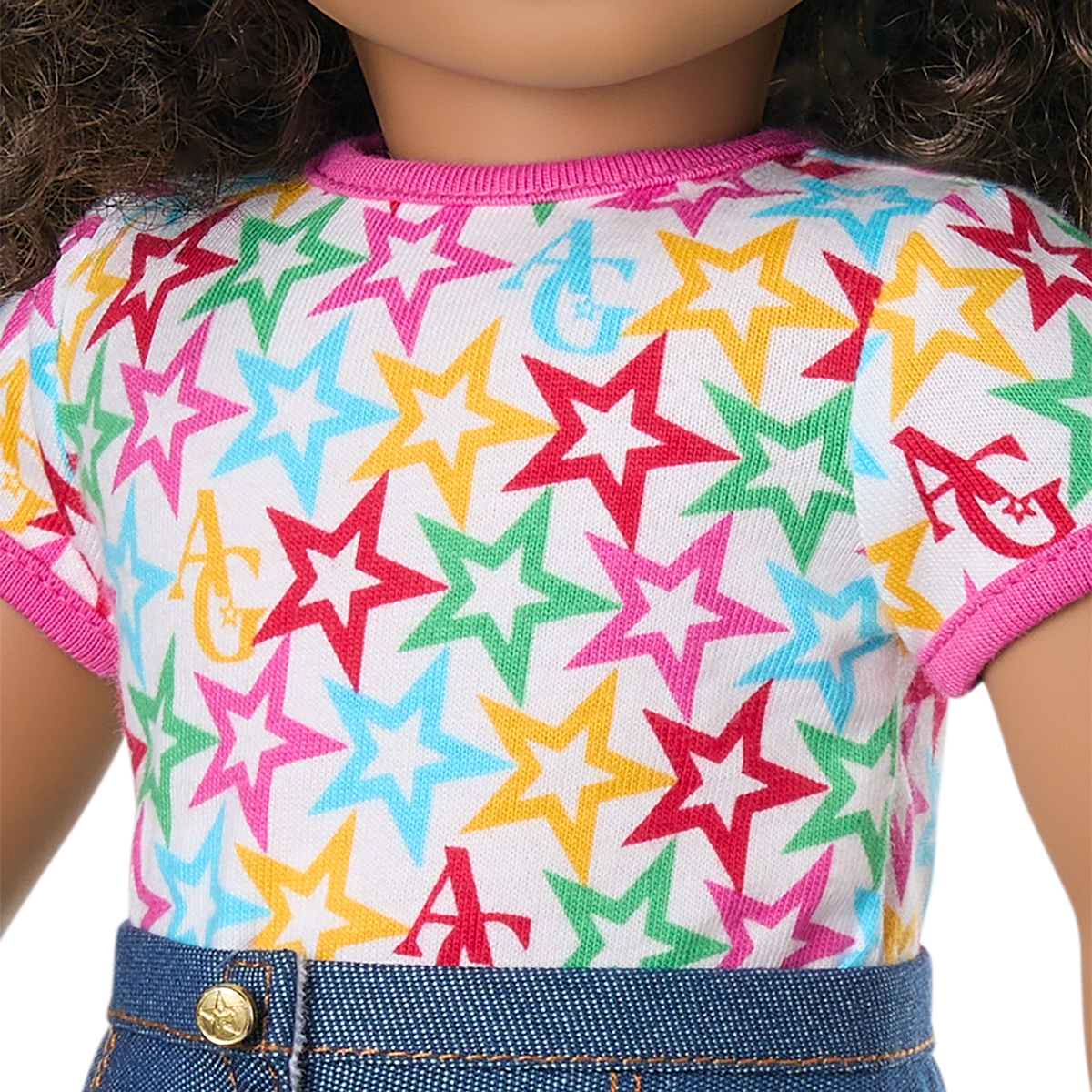 Truly Me™ 18-inch Doll #132 with curly dark-brown hair