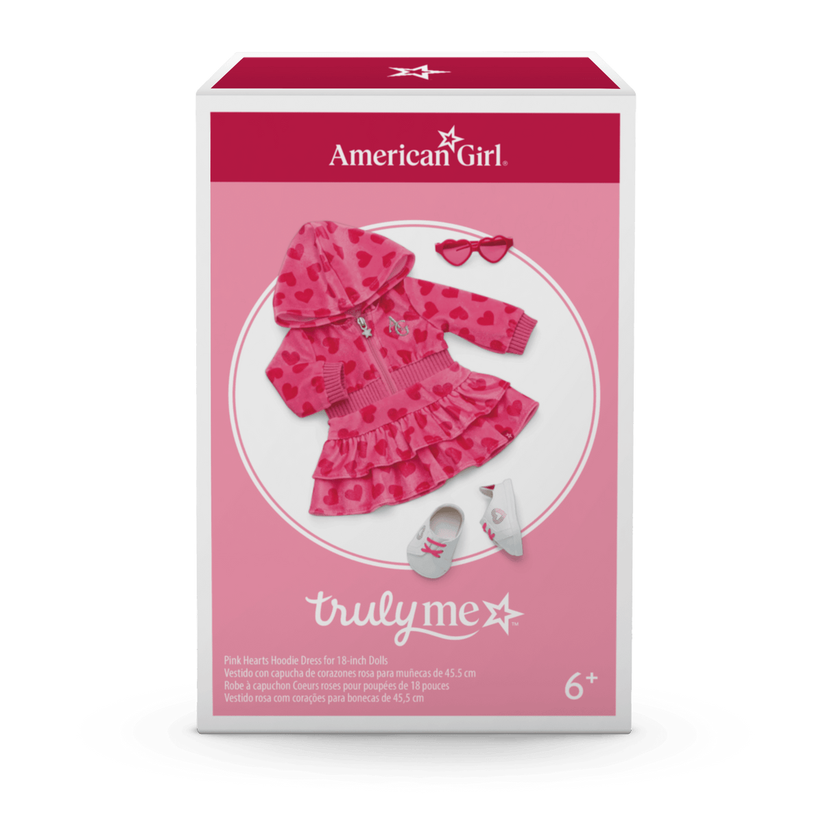 Pink Hearts Hoodie Dress for 18-inch Dolls