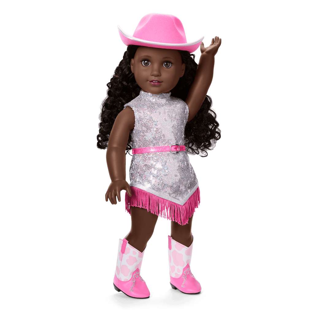 Glam Pink Cowgirl Outfit & Pink Spotted Cow Backpack & Accessory Set  Bundle