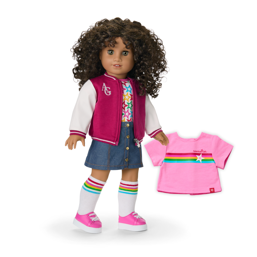 Truly Me™ 18-inch Doll #132 with curly dark-brown hair