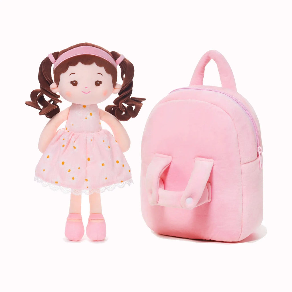 Personalized Daisy Girl Doll Backpack -Pink (2 Skin Tones)