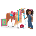 Chestnut Charm Horse & Western Flowers Denim Jumpsuit for 18-inch Dolls