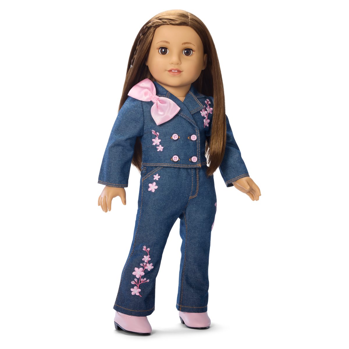 AG™ x Harlem’s Fashion Row Cherry Blossom Couture Embroidered Jean Set for 18-inch Dolls