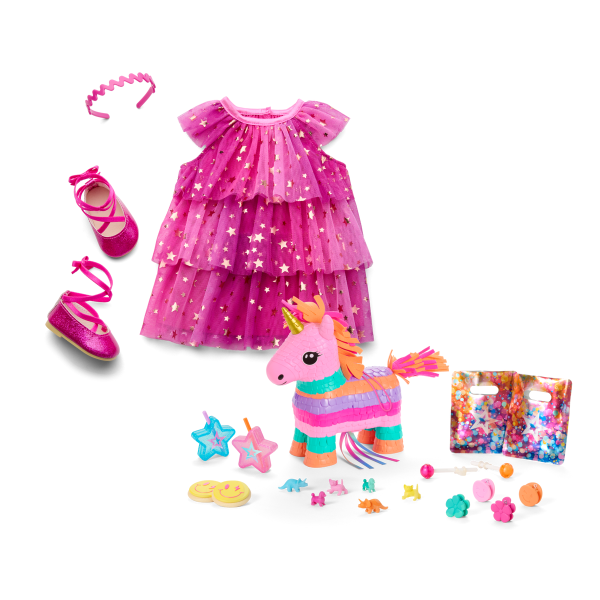 Pink Party-Ready Dress & Party Accessories for 18-inch Dolls