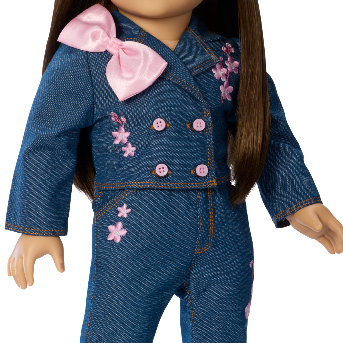 AG™ x Harlem’s Fashion Row Cherry Blossom Couture Embroidered Jean Set for 18-inch Dolls