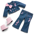 AG™ x Harlem’s Fashion Row Cherry Blossom Couture Embroidered Jean Set for 18-inch Dolls