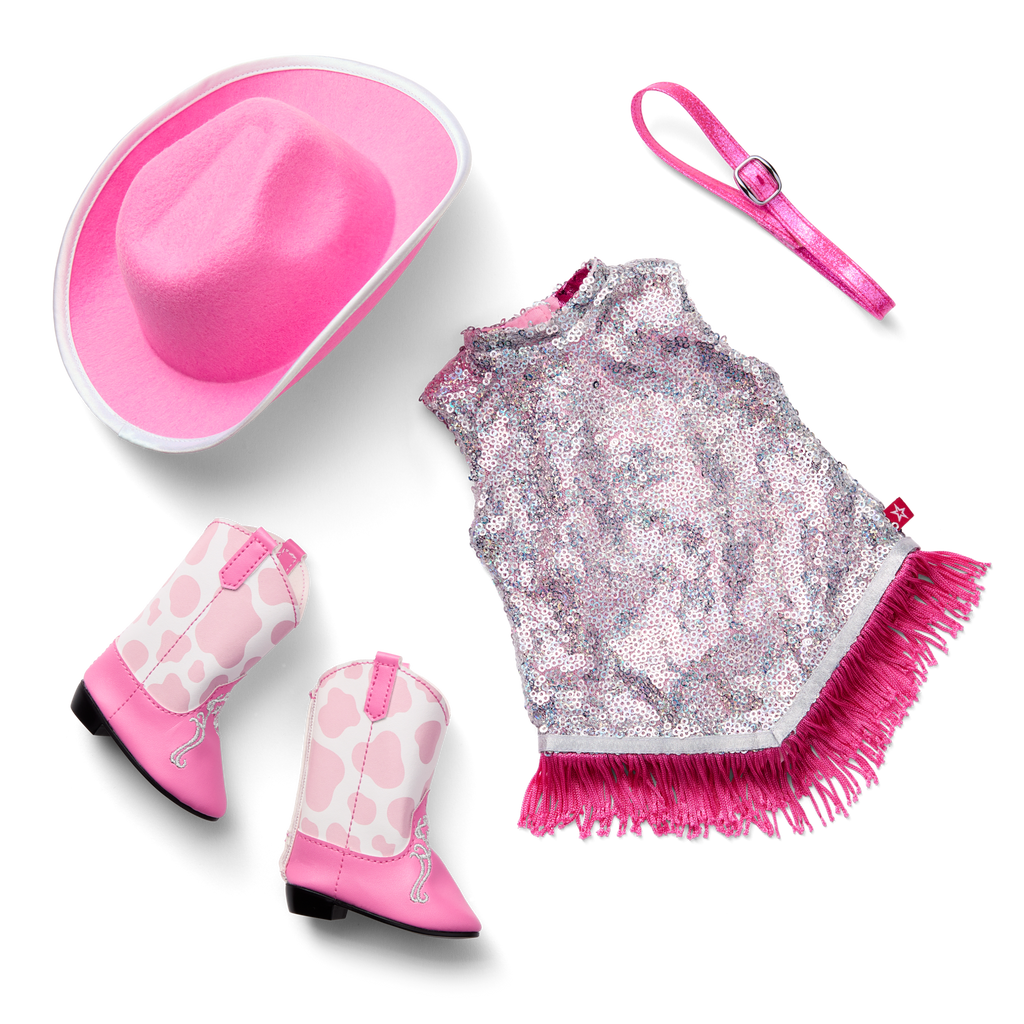 Glam Pink Cowgirl Outfit for 18-inch Dolls