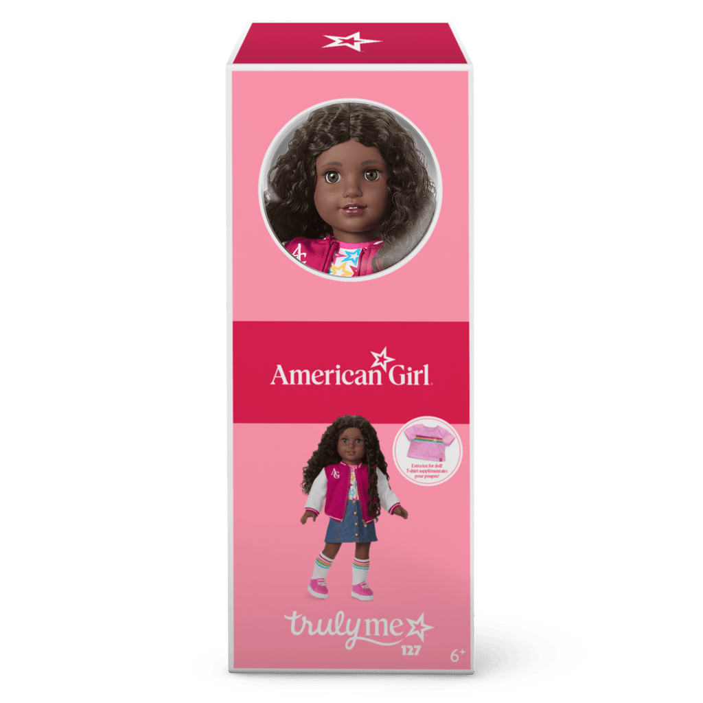Truly Me™ 18-inch Doll #127 with curly dark-brown hair