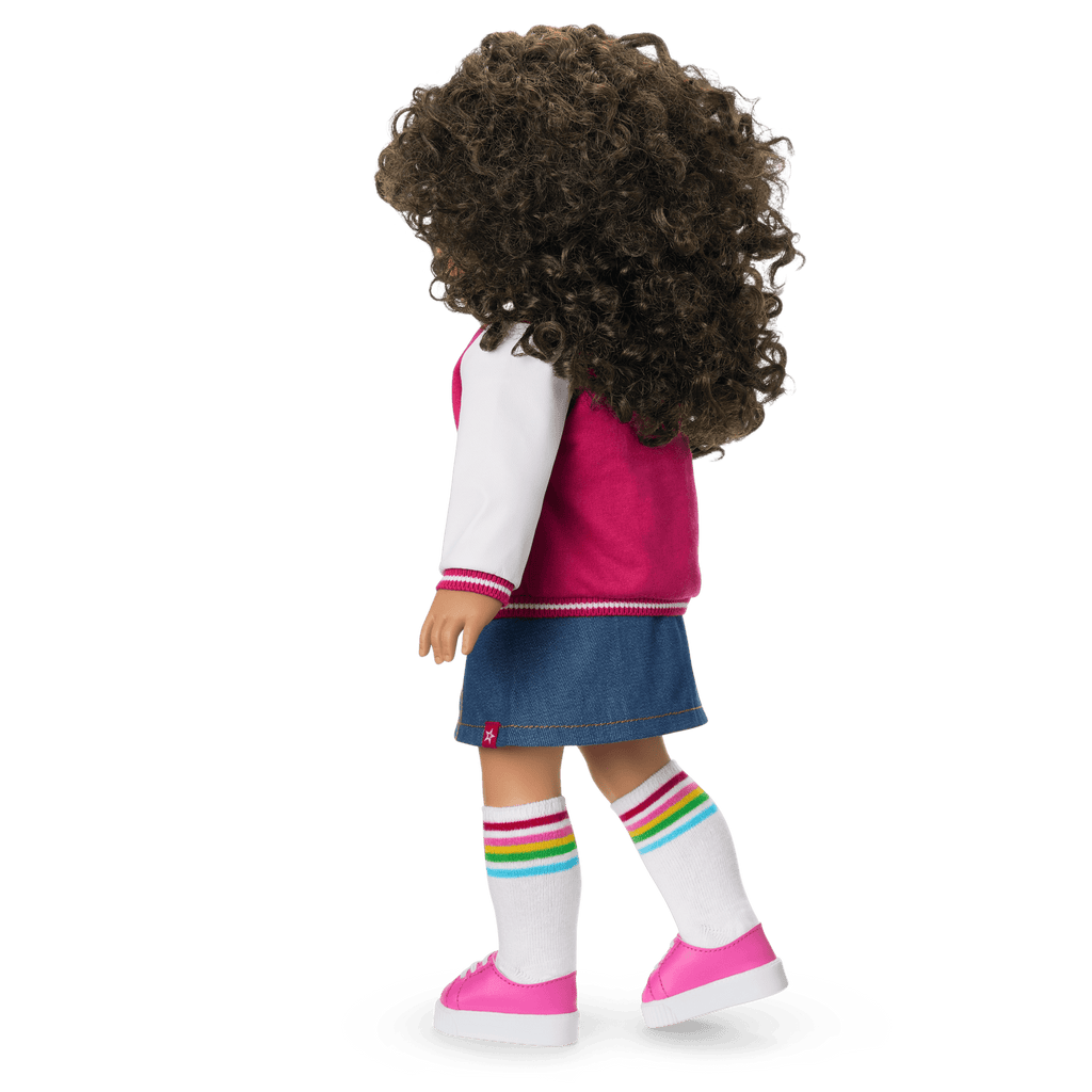 Truly Me™ 18-inch Doll #132 with curly dark-brown hair