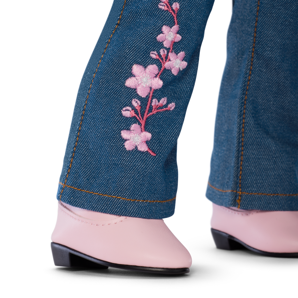 AG™ x Harlem’s Fashion Row Cherry Blossom Couture Embroidered Jean Set for 18-inch Dolls