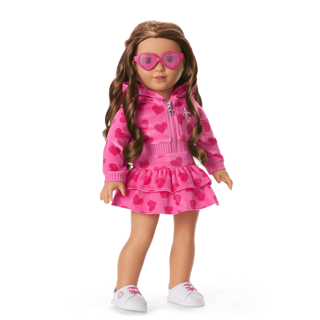 Pink Hearts Hoodie Dress for 18-inch Dolls