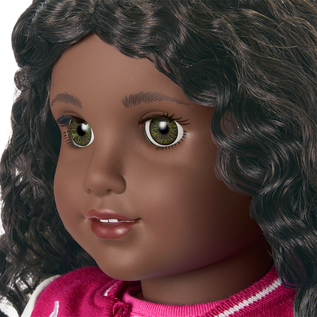 Truly Me™ 18-inch Doll #127 with curly dark-brown hair