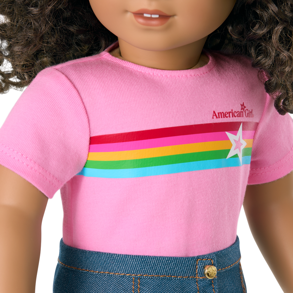 Truly Me™ 18-inch Doll #132 with curly dark-brown hair