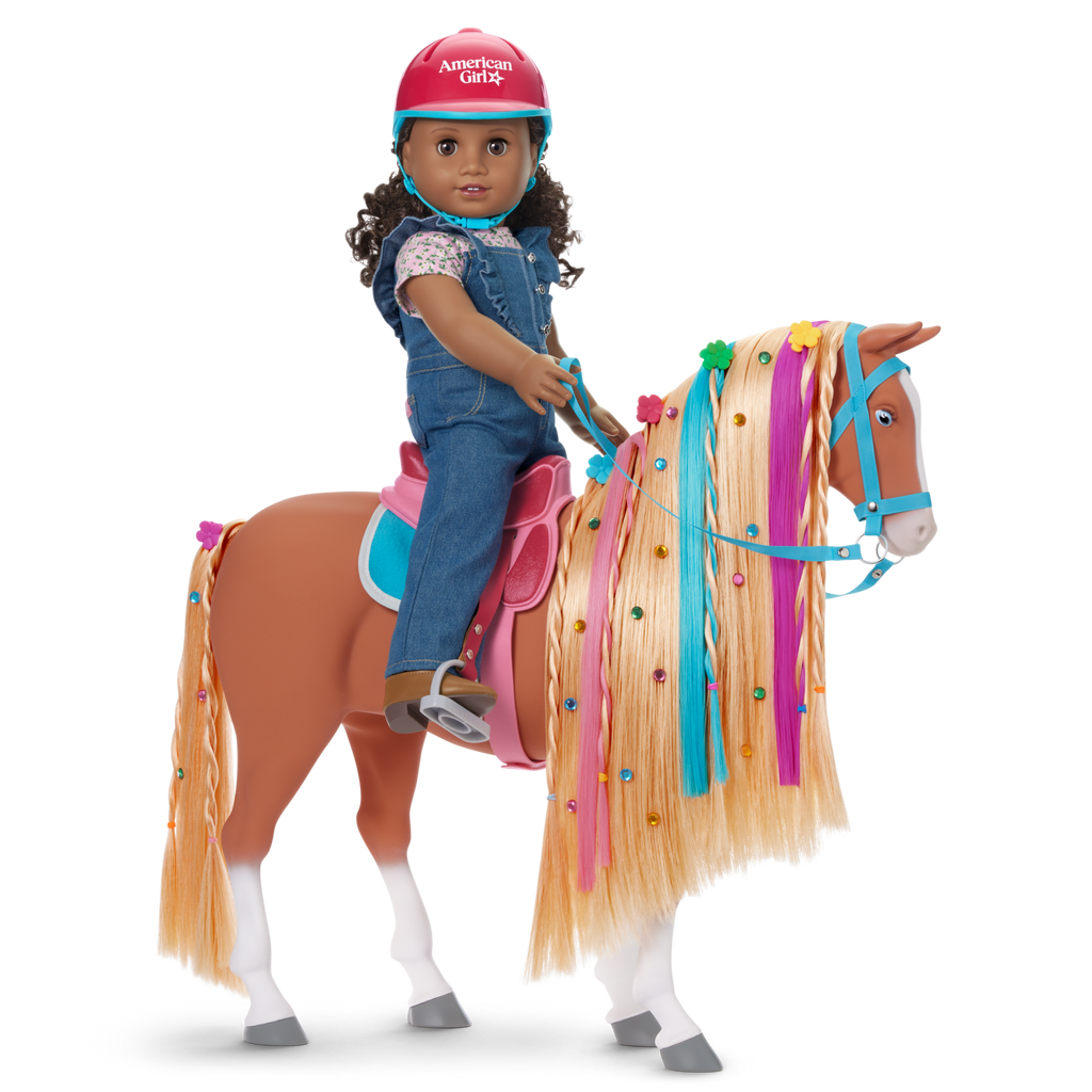 Chestnut Charm Horse & Western Flowers Denim Jumpsuit for 18-inch Dolls