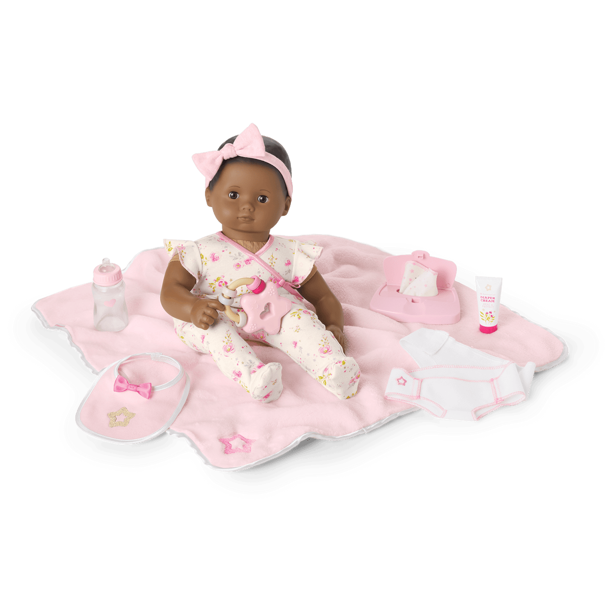 Bitty Baby® Doll #1 with black hair Care & Play Set