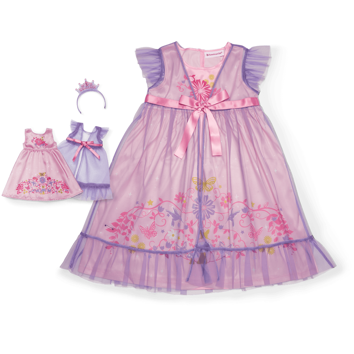 Royal Ruffles Nightie and Robe for Little Girls & WellieWishers™ Dolls